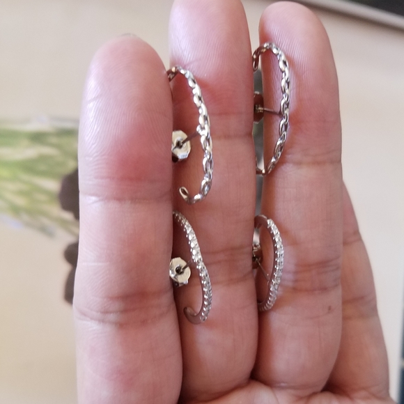 14k white gold plated brass ear cuff - Picture 8 of 8